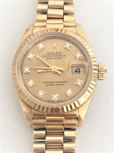 vintage rolex dames goud diamant prijs|rolex edelstalen.